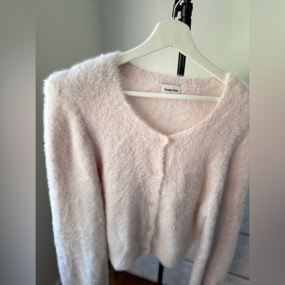 Sunday Best Light Pink Fuzzy Cardigan - Picture 4 of 7